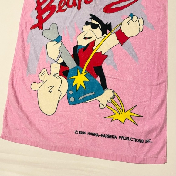 Vintage 1986 Flintstones Bedrockers Towel Fred Barney - Picture 3 of 16